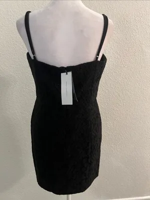 French Connection Black Lace Mini Dress with Spaghetti Straps thumbnail 4