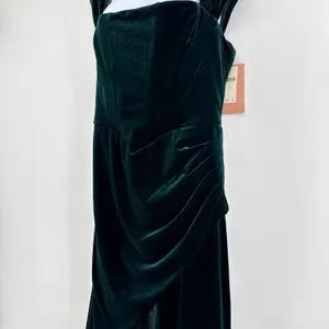 BHLDN Anthropologie Lana NWT Emerald Green Velvet Corset Lace Up Back Gown L NEW thumbnail 6