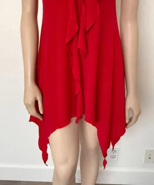 [White Fox] Red Y2K Ruffle Halter Neck Asymmetrical Hem Mini Dress Size Large L thumbnail 10