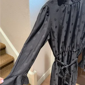Ann Taylor Black Long Sleeve Polka Dot Dress thumbnail 2
