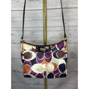 Coach Ashley Scarf Print Swingpack Crossbody Purse Signature C Satin Handbag thumbnail 9