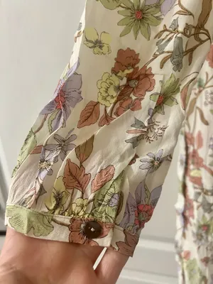 NWOT Olivaceous Cream Floral Long-Sleeve Tiered Dress with Green & Pink Accents thumbnail 5