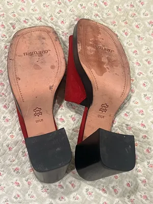 Franco Sarto Red Suede Block Heel Mules thumbnail 3