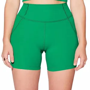 Halfdays Hattie Green High Rise Biker Performance‎ Shorts thumbnail 1