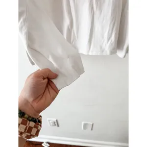 NUUDS Long Sleeve Everyday Tee Large White Casual Boxy Tee Shirt womens thumbnail 3