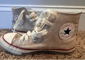 Converse Chuck Taylor All Star High Top Sneakers Women's 6.5 Beige Tan Canvas thumbnail 1