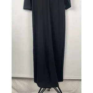 Boston‎ Proper Black Slinky Goth V-Neck 3/4 Sleeve Back Slit Midi Dress Size M thumbnail 5