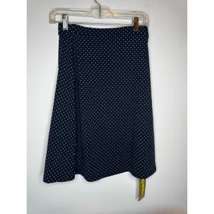 OGL Women XS Navy Blue White Polka Dot Stretch Cotton A-Line Flare Skirt New thumbnail 3