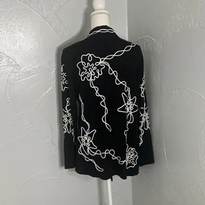 Lauren Michelle Black Embroidered Floral Cardigan – Boho Chic Elegance. thumbnail 6