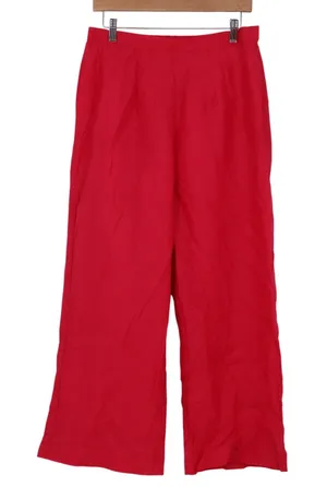 Unbranded Red Wide Leg Trousers High Waist Elastic Back Flowy Pants thumbnail 1