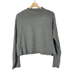 Aerie Light‎ Gray Mock Neck Long Sleeve Cropped T-Shirt S thumbnail 2