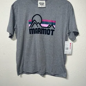 Marmot‎ Gray Short Sleeve Tee with Pink and Blue Accents thumbnail 1