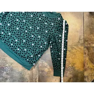 Evri Green Sweatshirt with Black Pink Polka Dots Size 1X thumbnail 5
