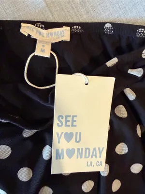 See You Monday Black & White Polka Dot Midi Pencil Skirt Size M thumbnail 2