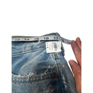 Old Navy Womans Sky High Straight distressed, Button fly -cut off jeans Sz 14 thumbnail 6