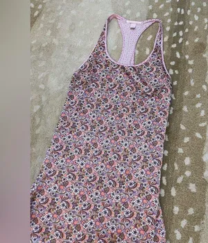 Victoria’s Secret pink brown floral tank dress women’s size medium thumbnail 3