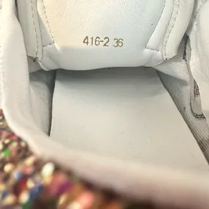 Saint Laurent Paris White Leather Glitter Diamond Patch Low Top Sneakers Size 36 thumbnail 9