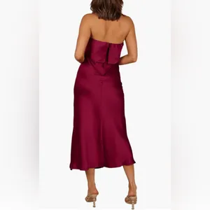 Petal and Pup Bec + Bridge Vienna Popover Strapless Satin Midi Dress Size Us XL thumbnail 3