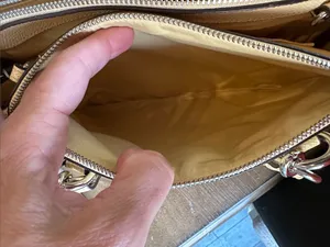 Coach Pebbled Leather Satchel Bag in Beige thumbnail 10