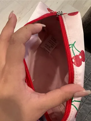 Ulta Beauty Pink Cherry Print Makeup Pouch with Red Cherry Charm thumbnail 4