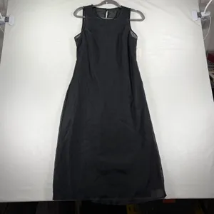 A New Day Black Sleeveless Mesh Overlay Midi Dress Size Small Parisian Chic NEW thumbnail 3