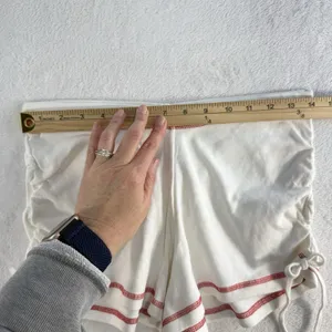 Vintage Y2K M Medium Low Rise Micro Booty Shorts Pull On Ruched Sides‎ Ivory thumbnail 9