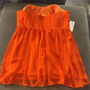 Women’s Orange Short Chiffon Formal Dress Strapless Zip Back Size XXXL NWT thumbnail 7