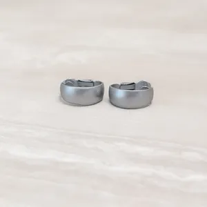 Vintage Clip On Earrings 0.75" Matte Silver Tone Simple Classic Hoops thumbnail 6