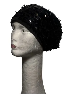 Sequined Black Beanie Hat thumbnail 2