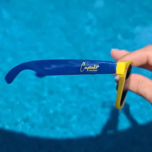 Cupcake Wine Vineyards Yellow & Blue Choose Joy Branded 400 UV Sunglasses - NWOT thumbnail 2