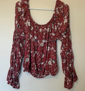 Easel Burgundy Floral Blouse thumbnail 1