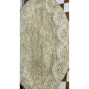 Vintage 1950's Reina Oval Pearl Beaded Evening Bag 7" with Zipper Closure thumbnail 3