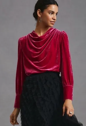 Anthropologie BTFL-Life Cowl Neck in Magenta thumbnail 1