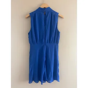 Lulus Classic Elegance Blue Chiffon Sleeveless Mock Neck Mini Dress Size Medium thumbnail 5