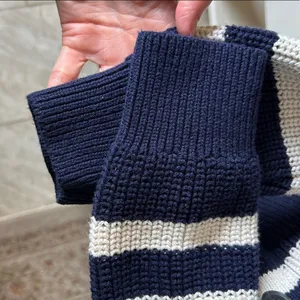 Gap shaker stitch Classic cotton navy white stripe nautical cardigan sweater M thumbnail 9