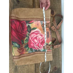 b.o.c. Born Concept Brown Floral Rose Print Tote Bag Ohio Greenhouse Vintage thumbnail 10