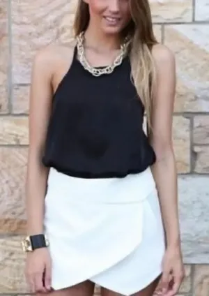 ✨ White Asymmetric Layerd Front Skort✨ White thumbnail 1