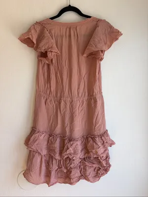 Banana republic silk dress flutter sleeve ruffle ladylike demure thumbnail 7