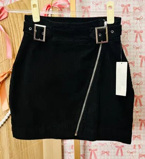 Urban Outfitters Black Corduroy Harmony Mini Skirt Diagonal Zip Classic Y2K XS thumbnail 1