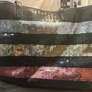 Victoria's Secret Sequin Striped Tote Bag - Black, Gold, Silver, Brown, Pink thumbnail 4