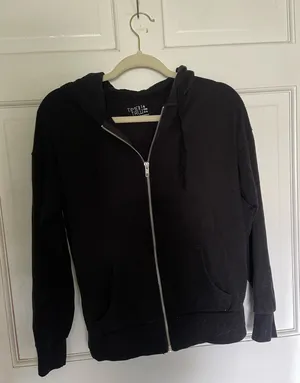 Black zip up hoodie thumbnail 1