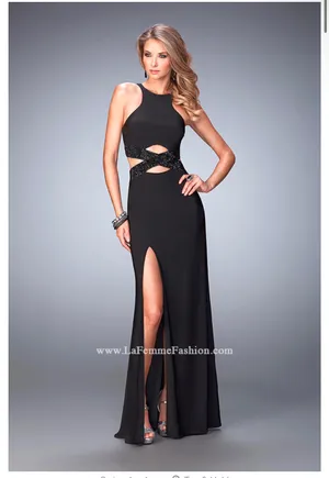 Long Black Formal Cut Out Dress thumbnail 4