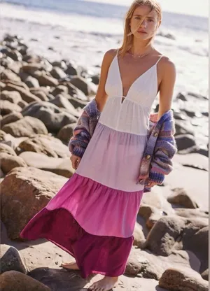 Rare nwt Anthropologie Raya Colorblock Maxi Dress party casual boho fall $198 thumbnail 1