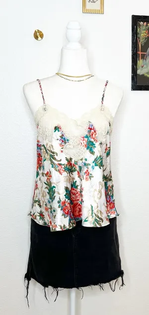 Vintage Victoria's Secret floral lace satin cami M/L thumbnail 1