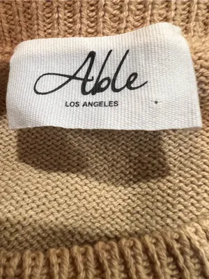 ABLE Marlee Horse Embroidered Puff Sleeve Sweater Beige Approx S NWOT thumbnail 5