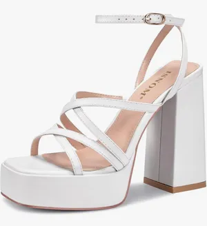 Amazon White Chunky Heels thumbnail 1