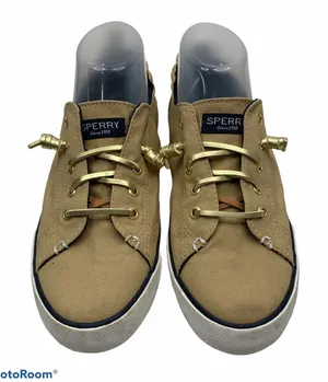 Sperry Size 9 Top‎ Sider Seacoast Tan Gold Lace Up Fashion Sneaker Shoes Women’s thumbnail 1