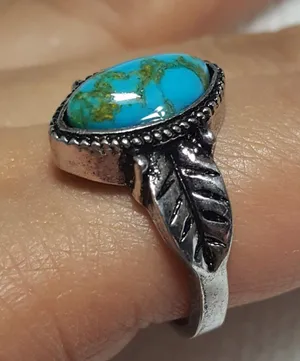 Antique silver Turquoise Ring size thumbnail 2