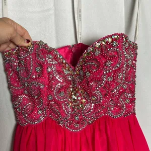 Vintage Sherri Hill Pink Rhinestone Strapless Formal‎ Prom Homecoming Dress 0 thumbnail 3