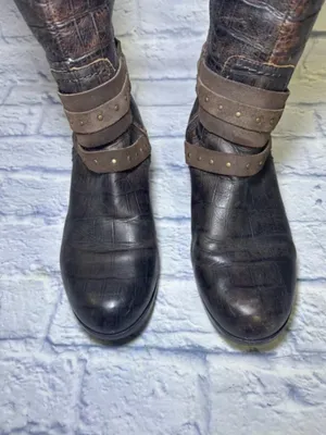 UGG Women's 9.5 Esplanade Riding Boots Croco Java Brown Distressed Sheepskin thumbnail 3